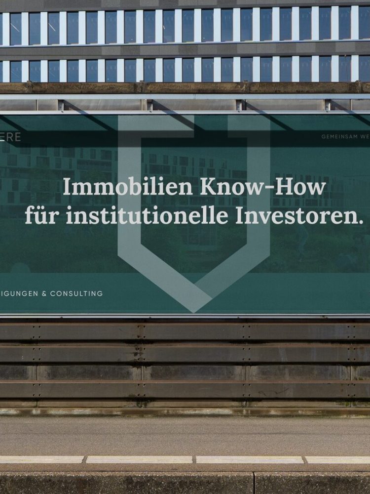 A billboard showcasing branding and websites in Graz.